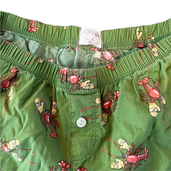 J Crew Boxers Shorts  XS Holiday  Mitten Lobster  Green Mock Button Fly - Picture 4 of 5
